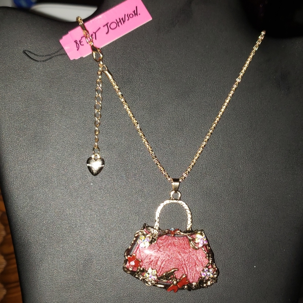 NWT Crystal purse necklace by Betsey Johnson - Picture 5 of 6